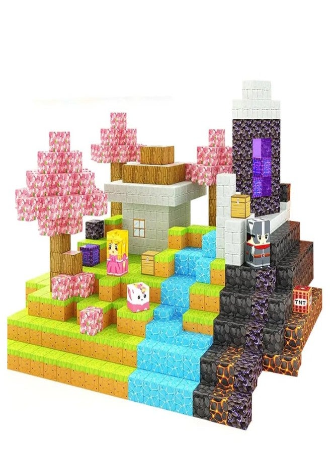 TechMax Solution Magnetic Block - Build Magnet World Magic Portal Set, Magnetic Tiles Building Blocks Toddler Toys STEM Sensory Outdoor Toys (Cherry Blossom, 168, Piece) - Image 5